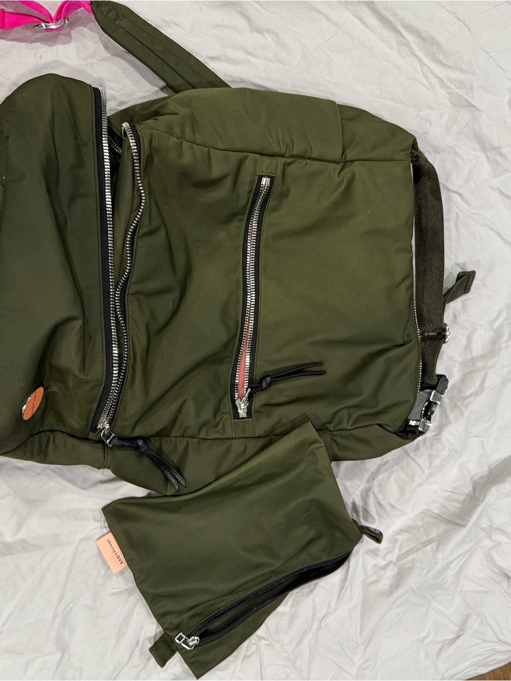 Olive Green Women's Backpack with Removable Pouch - Stylish Everyday Carry